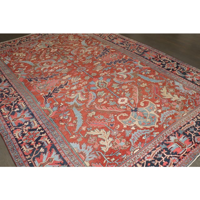 Antique Zabihi Collection Persian Heriz Rug - 8'8" x 12'2" For Sale In New York - Image 6 of 11