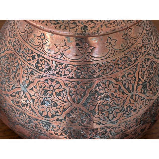19th Century Hand Etched Middle Eastern Tinned Copper Water Pot For Sale In Washington DC - Image 6 of 7