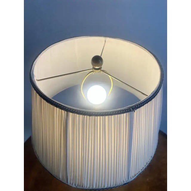 Oriental Chinese Ming Dynasty Style Blue & White Table Lamp W Org Shades, a Pair For Sale - Image 12 of 15