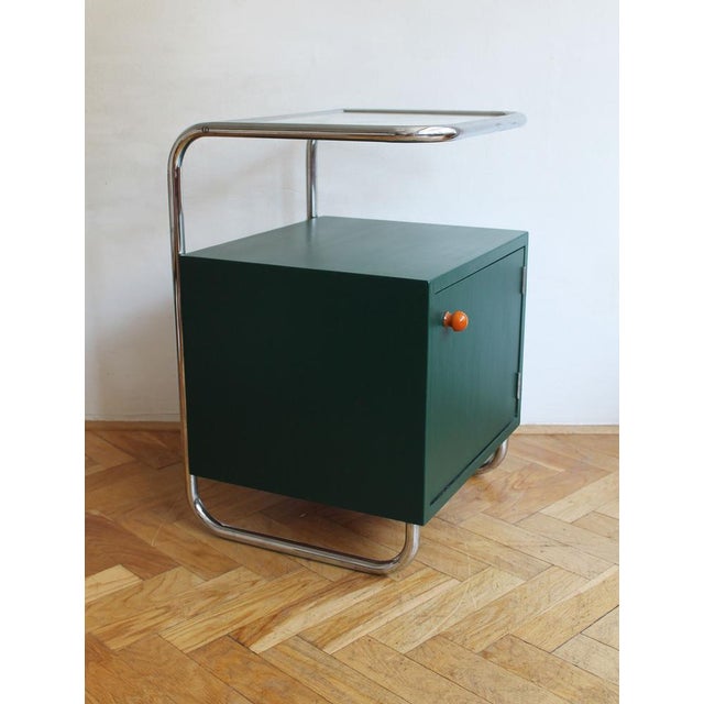 Functionalist Tubular Steel Bedside Table by Robert Slezak for Kovona, Czech, 1940s For Sale - Image 18 of 18