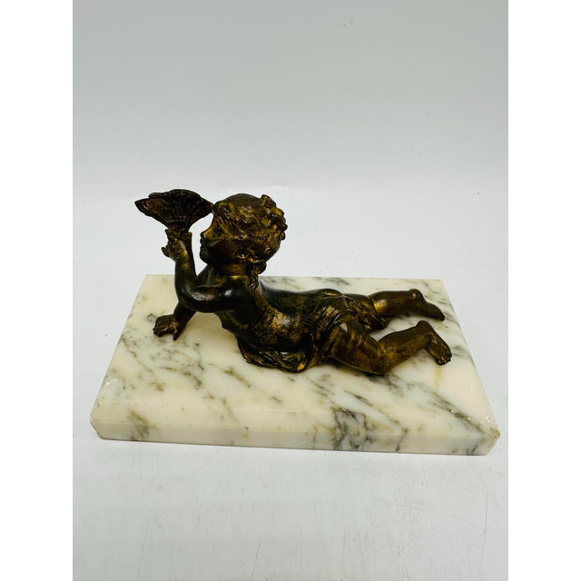 Antique Bronze and Marble Sculpture For Sale - Image 4 of 5