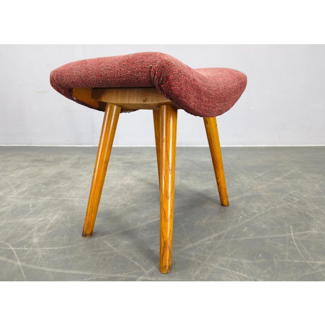Brown Mid-Century Modern Maple Stools with Upholstery, 1960s, Set of 2 For Sale - Image 8 of 11