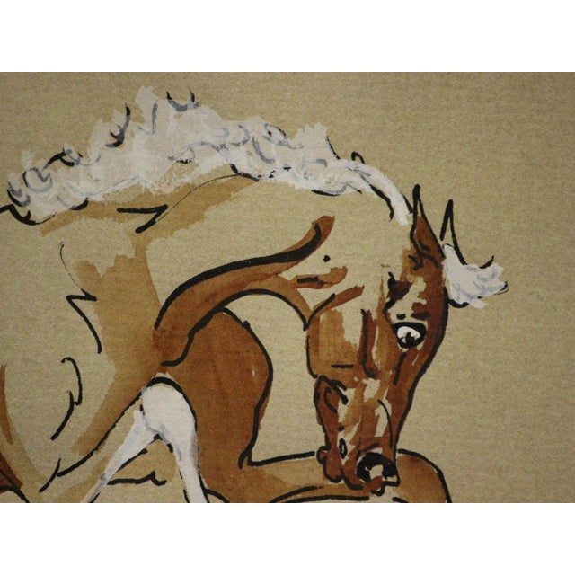 Traditional "Rearing Colt" in Gilt Bamboo Frame For Sale - Image 3 of 5