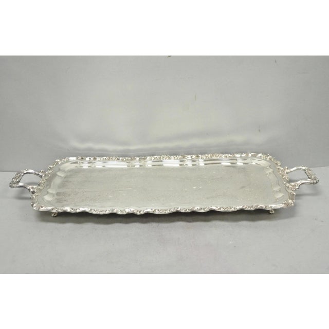 Victorian Vintage Taunton Statehouse Victorian Silver Plated Narrow Serving Platter Tray For Sale - Image 3 of 14