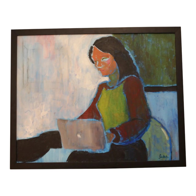 Original Abstract Oil Painting of a Woman, Signed by Artist For Sale