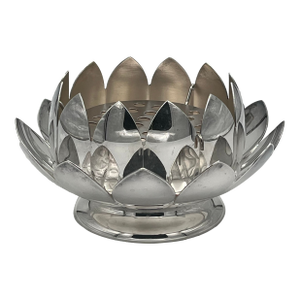 Mid 20th Century Reed & Baron Silverplate Lotus Flower Vase Water Lily Centerpiece With Flower Frog