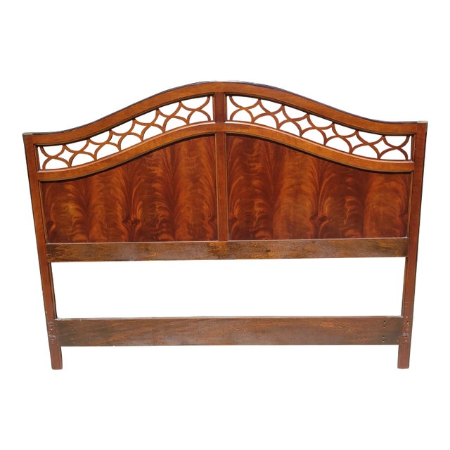 1970s National MtAiry Furniture Flame Mahogany Full Size Headboard For Sale