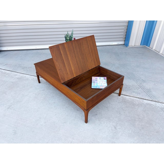 Brown Mid-Century Modern “Rythm” Walnut Coffee Table With Storage by Lane Furniture For Sale - Image 8 of 12
