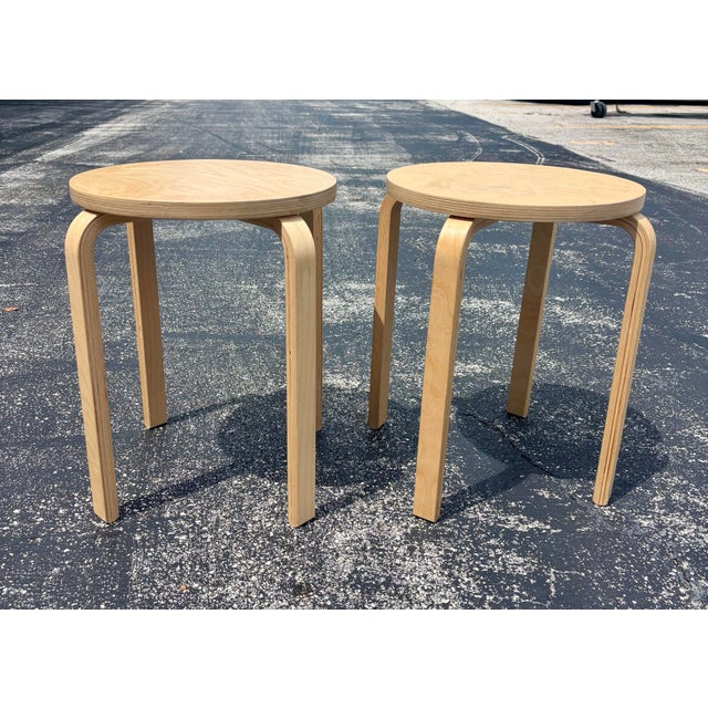 Mid-Century Modern 1990s Vintage Ikea Frosta Birch Plywood Stacking Stools, Pair For Sale - Image 3 of 7