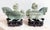This is a regal pair of Antique Chinese Dragon Jade Vessels with their Custom Rosewood Stands, circa 1920, Qing / Republic...