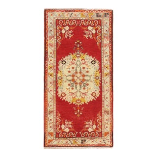 Vintage Red Turkish Oushak Area Rug 2ft 11in X 5ft 10in For Sale