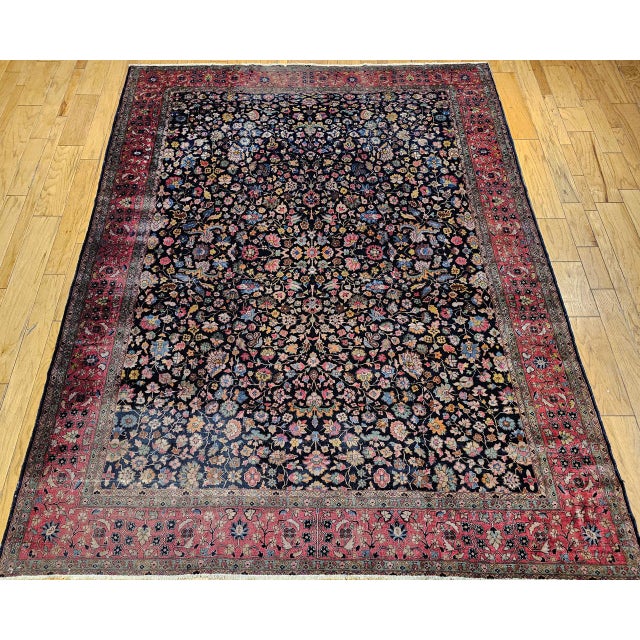 Early 20th Century Antique Indian Agra Rug, Handwoven Wool, Allover Floral Design, 9' x 12' For Sale - Image 5 of 13