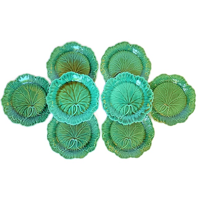 Vintage English Wedgwood Majolica Plates - Set of 8 For Sale In Houston - Image 6 of 9