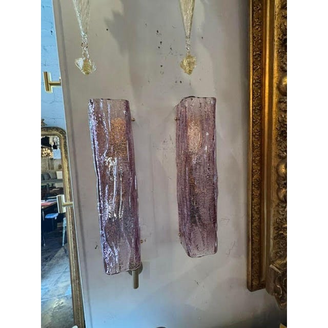 Early 21st Century Murano Lavender Granola Glass Sconces - a Pair For Sale - Image 5 of 8
