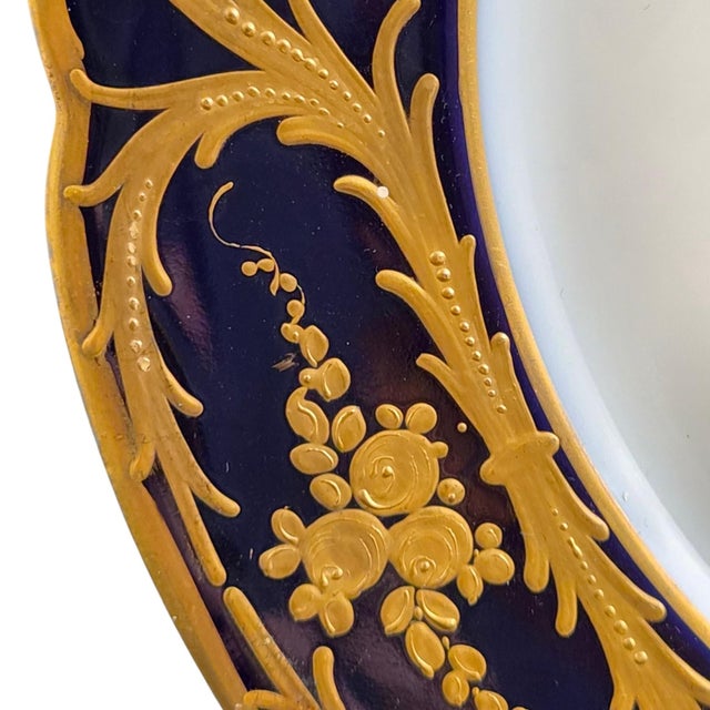 Cobalt Royal Blue Portrait Plate from Paris Porcelain, 1870s For Sale - Image 9 of 11