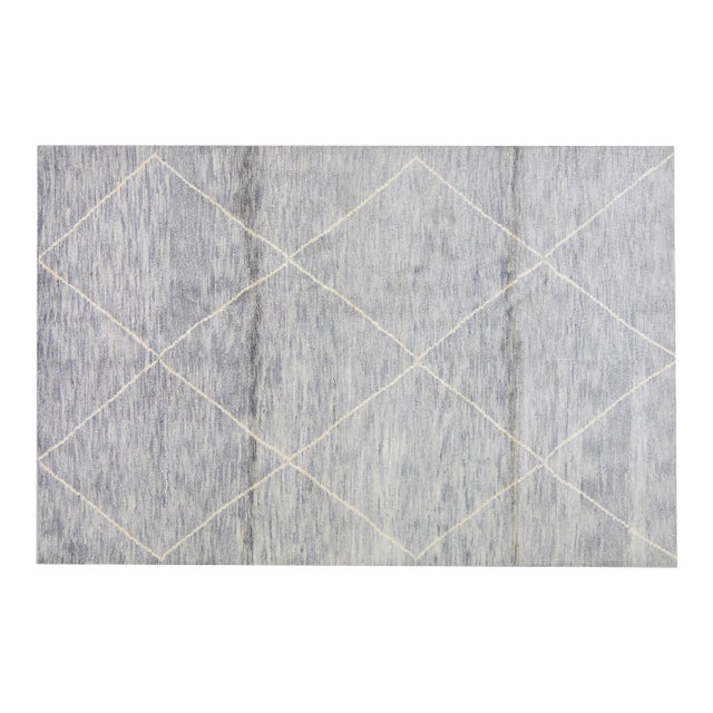 Moroccan Hand Knotted Modern Rug With Soft Texture,5'8"x8'4" For Sale