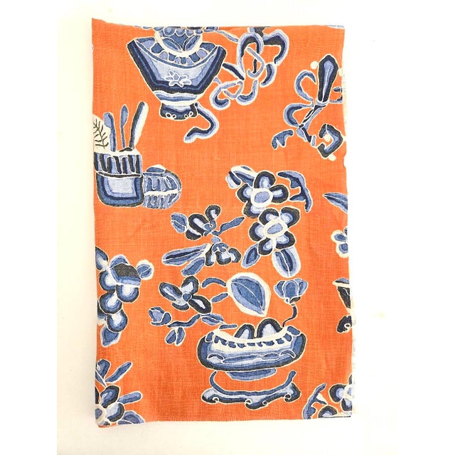 Textile Jim Thompson Linen Fabric Kalong Vases in Persimon, 1 Meter For Sale - Image 7 of 16