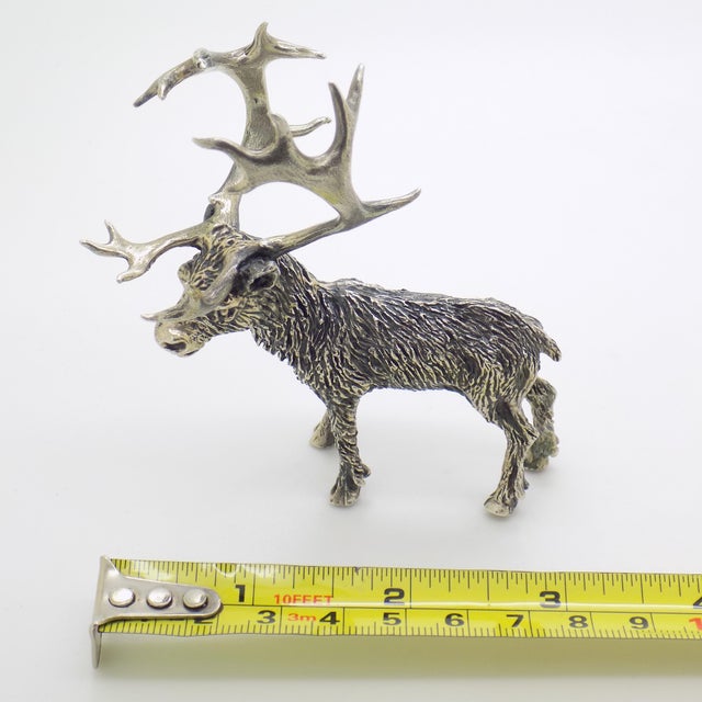Vintage Italian Handmade Genuine Silver Large Stag Deer Sculpture by Italian Silver Artist Mario Cerreti For Sale - Image 14 of 14