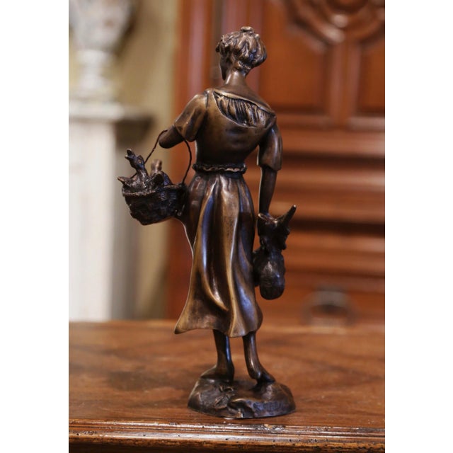 Metal 19th Century French Bronze Sculpture "The Lady With the Ducks" Signed Moreau For Sale - Image 7 of 12
