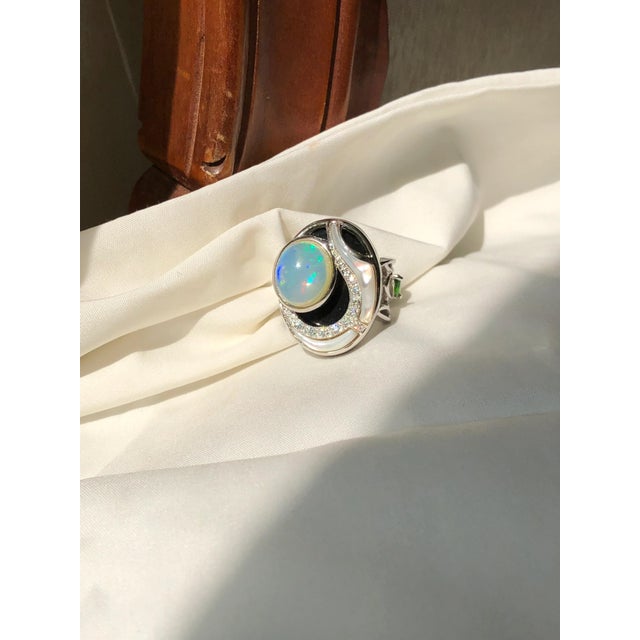 Black Sea Cabochon Opal Ring, Size 7 For Sale - Image 4 of 6