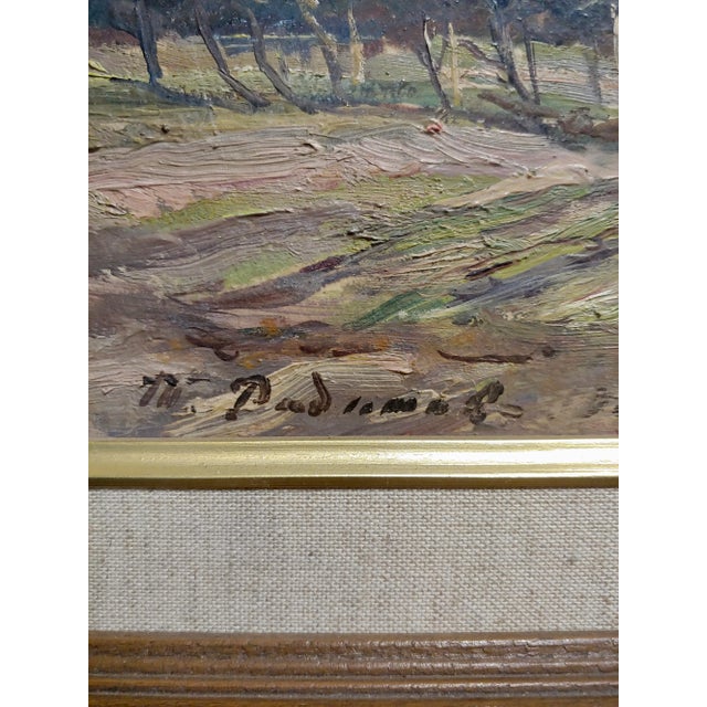 1960s 1968 "Khotkovo Village Landscape" Russian Oil Painting by Tatyana Radimova For Sale - Image 5 of 9