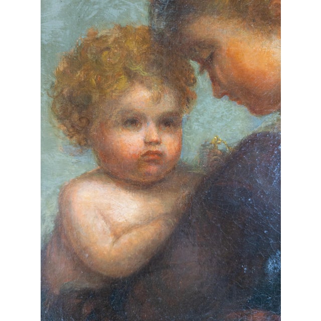19th Century American Oil Painting of a Mother and Child Signed For Sale - Image 9 of 12