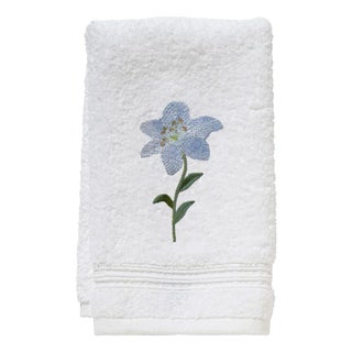 Blue Starburst Lily Terry Guest Towel, Embroidered For Sale