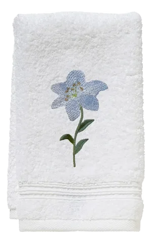 Blue Starburst Lily Terry Guest Towel, Embroidered