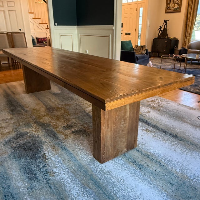 Brown 10 Foot Long Plank Dining Table For Sale - Image 8 of 12