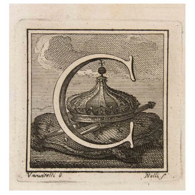 Letter c is an etching realized by luigi vanvitelli. The etching belongs to the print suite “antiquities of herculaneum...