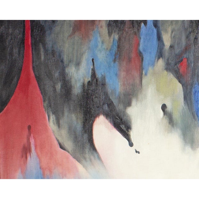 1970s “Something’s Happening” Oil on Canvas Painting by George Joseph Moody For Sale - Image 9 of 9