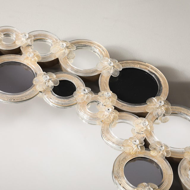 Modernist Hand-Blown Murano Glass Mirror W/ Gold Fleck Applique Border Detailing For Sale - Image 14 of 18