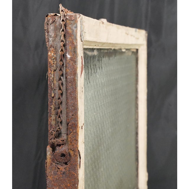 Industrial Reclaimed Wormy Chicken Wire Glass Window 31.75 X 20.25 In. For Sale - Image 3 of 7