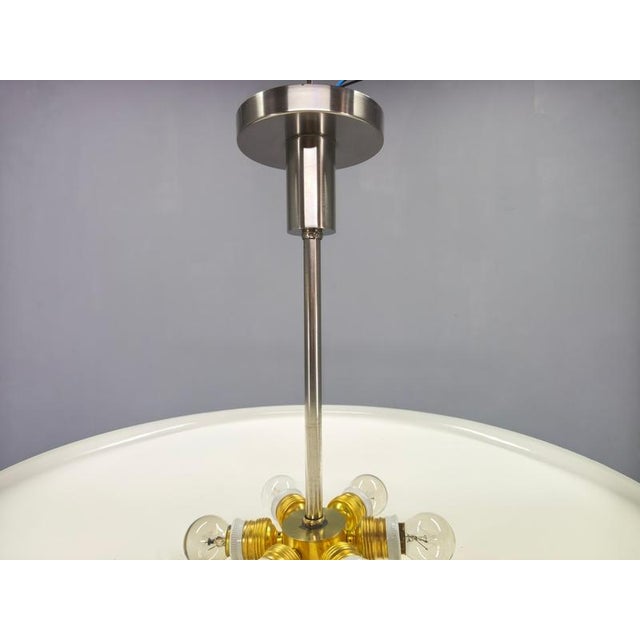 1930s Bauhaus Indirect Pendant Light in Nickel, Czechoslovakia, 1930s For Sale - Image 5 of 9