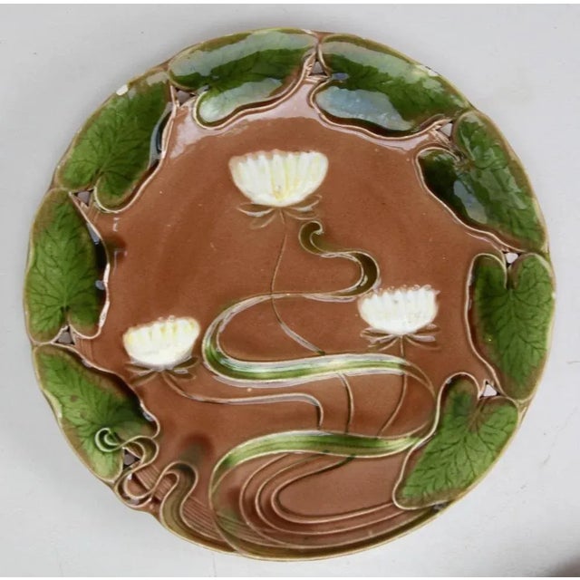 Art Nouveau Water Lily Majolica Service by Villeroy & Boch for Schramberg, Set of 10 For Sale - Image 12 of 13
