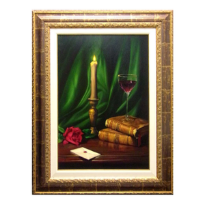 William Martin Untitled Candle & Rose Oil on Canvas W/Custom Frame Hand Signed