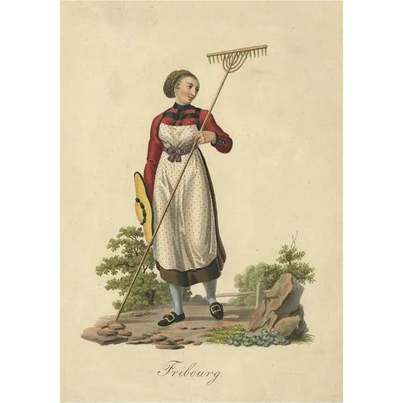 Farmers Wife from Fribourg, 1860, Paper For Sale
