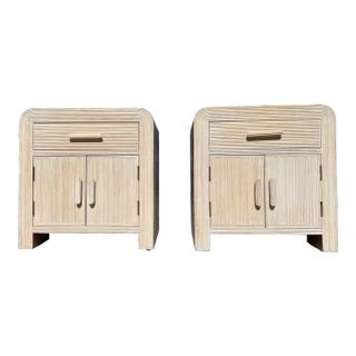 1970s Vintage Gabriella Crespi Style Pencil Reed Nightstands – Pair For Sale