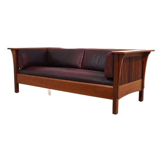Stickley Cherry Arts & Crafts Prairie Sofa For Sale