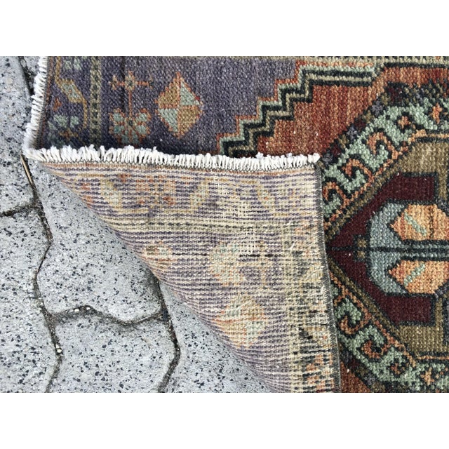 1960s Vintage Handmade Floral Rug For Sale - Image 5 of 6