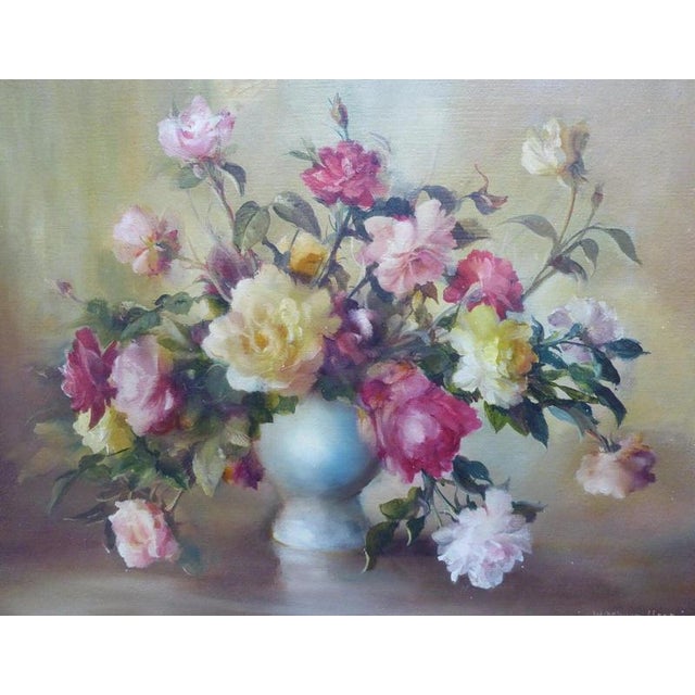 William Reynard Hood, Still Life with Roses, Mid Century, Oil on Canvas For Sale - Image 4 of 14