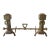 Vintage Spanish Revival Hammered Iron Three Piece Andirons Fireplace Accessorie For Sale