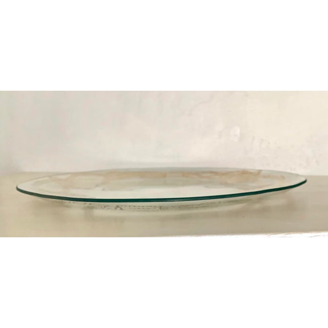 Vintage Oval Transparent Glass Tray With Four Gilt Tassel Decoration For Sale - Image 4 of 6