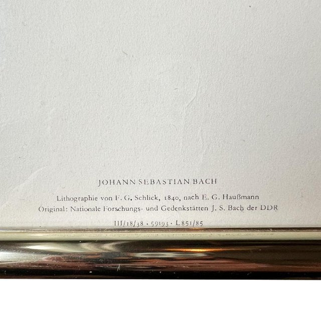 English Large Framed Baroque Lithograph of German Composer Johann Sebastian Bach For Sale - Image 3 of 10