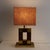 Mid-Century Geometric Table Lamp in Briar and Brass with Canvas Shade, Italy, 1970s For Sale - Image 6 of 6
