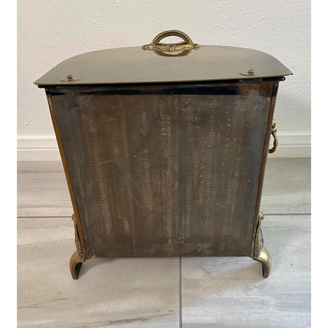 Antique Brass Plated Coal Hod with Insert For Sale - Image 4 of 11