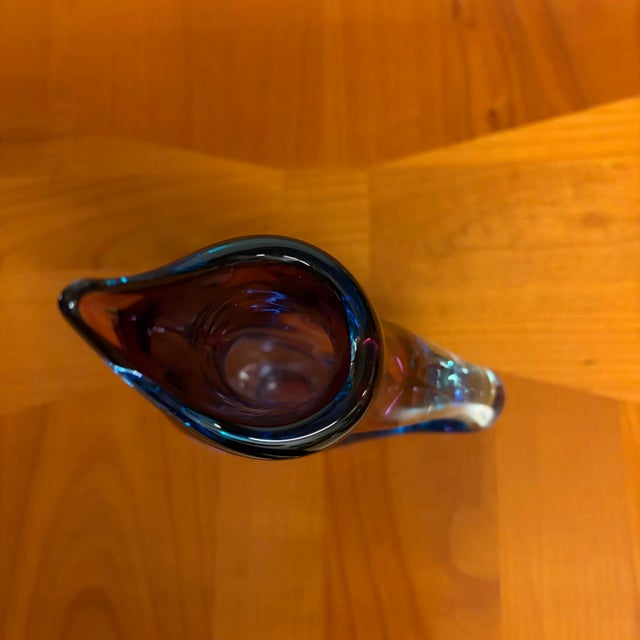 Sommerso Murano Art Glass Pitcher/Vase, Attributed to Flavio Poli - Pink & Blue For Sale - Image 11 of 13