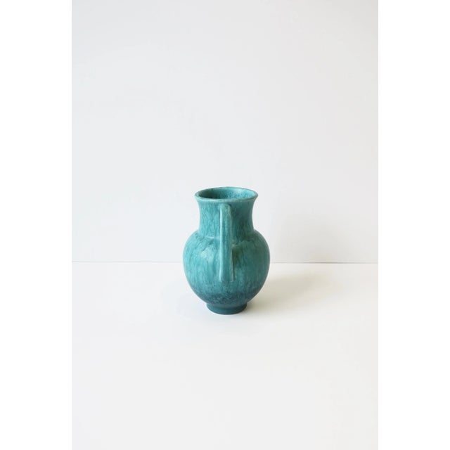 Roseville Pottery Modern Turquoise Blue Pottery Vase, Circa Early 20th Century For Sale - Image 4 of 13