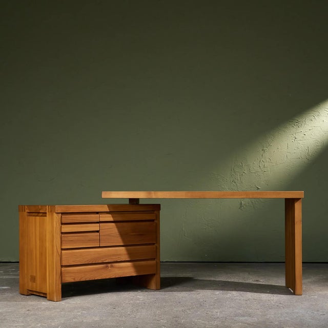 Pierre Chapo Early Model B19 Writing Desk in Elm by Pierre Chapo, France, 1970s-1980s For Sale - Image 4 of 14