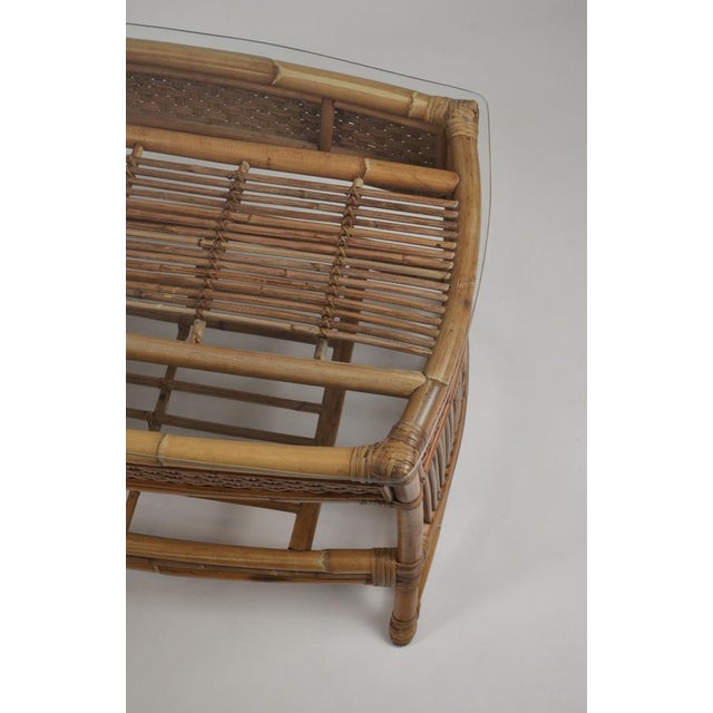 Vintage Rattan and Wicker Coffee Table with Glass Top, 1960s For Sale - Image 14 of 18